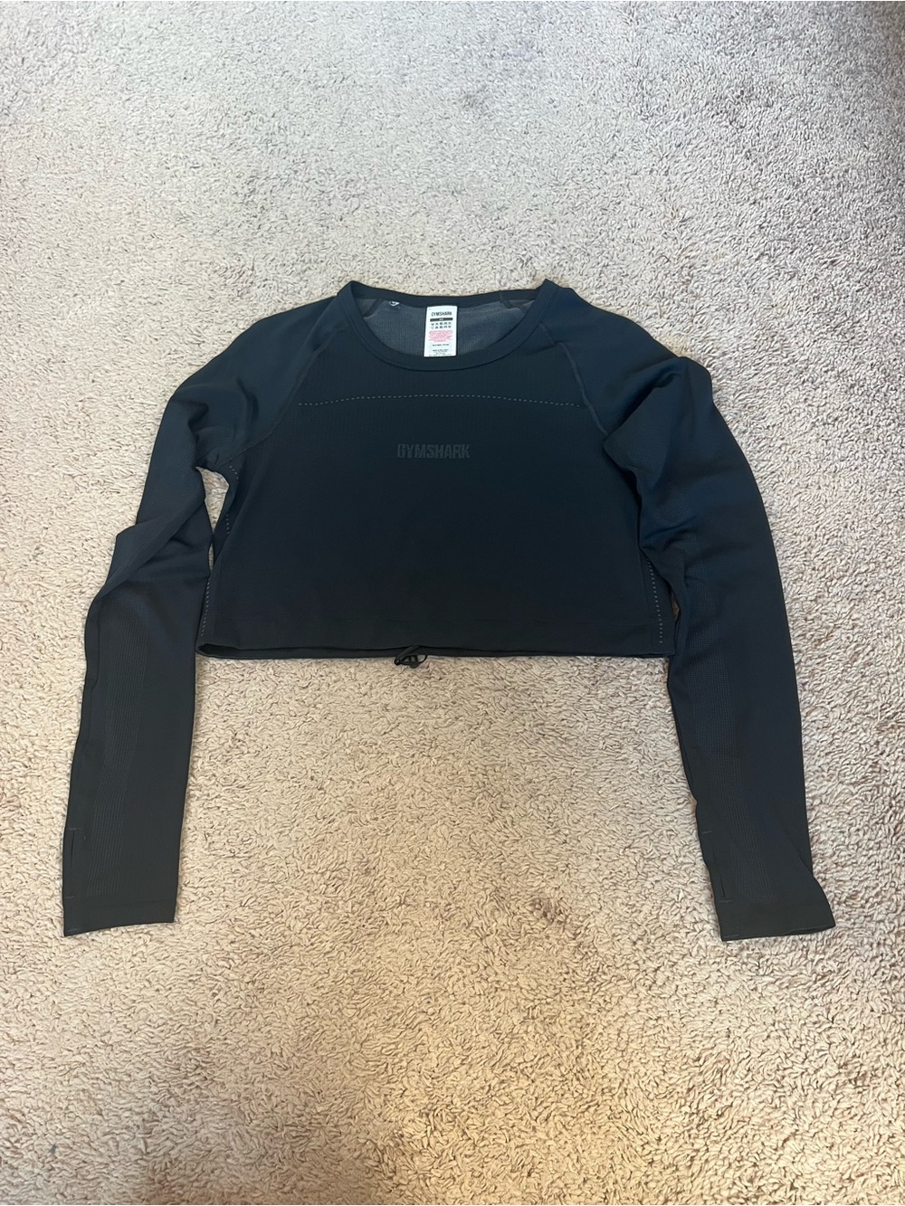 Gymshark Black Long Sleeve Cropped Athletic Top